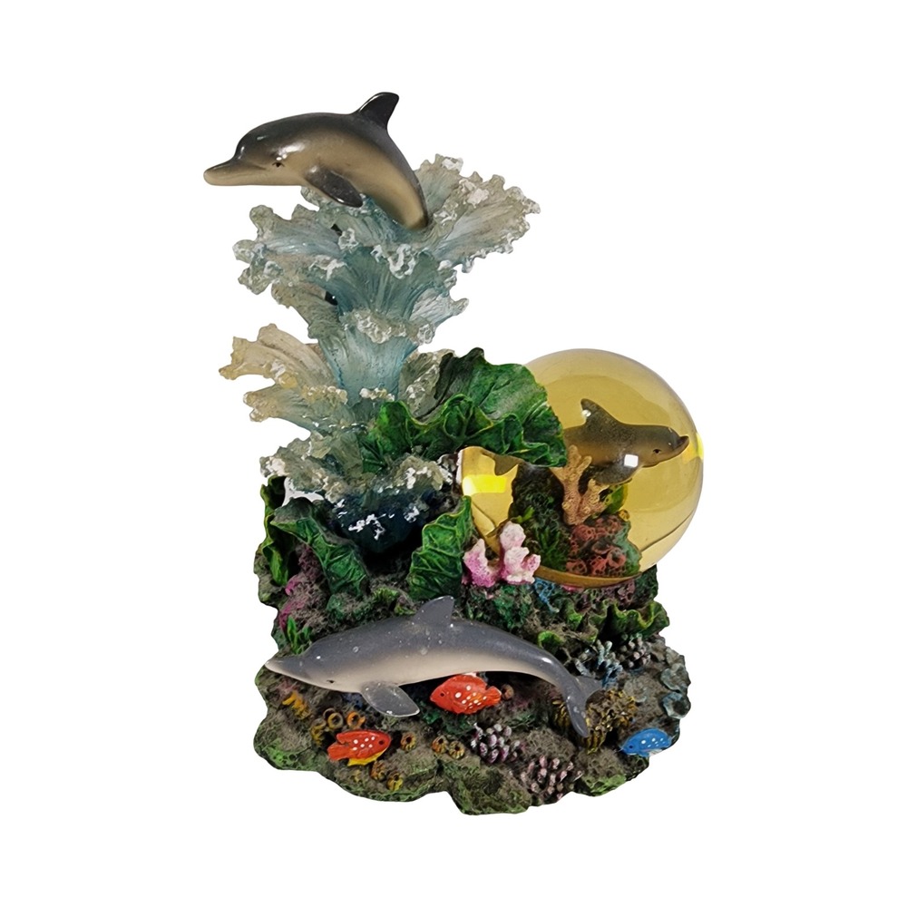 Vintage 90's Sankyo Dolphin Snow Globe Motion & Music Fantasie Impromptu Coastal